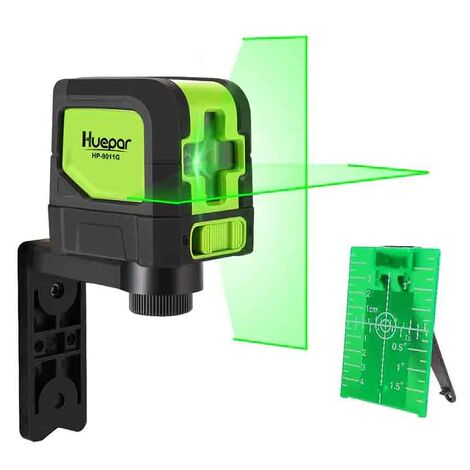 Huepar Niveau Laser Croix Vert, avec Auto-nivellement et Fonction  d'inclinaison pour DIYer, H110°/ V110° Angle de couverture, Distance de  Travail 15m, Support Magnétique Incluse - 9011G