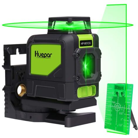 Huepar 901CG 1 x 360 Kreuzlinienlaser Grün, 360 Grad Linienlaser Selbstnivellierenden Laser Level mit Pulsfunktion, Umschaltbar 360° Horizontaler Linie, 25m Arbeitsbereich, inkl. Magnetische Halterung