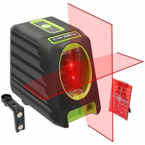 Huepar BOX-1R Niveau Laser Croix Rouge, Ligne Laser Auto-nivellement avec Mode Pulsé Extérieur, Commutable Laser Ligne H130°/ V150°Angle de couverture, Distance de Travail 25m, Base Magnétique Incluse