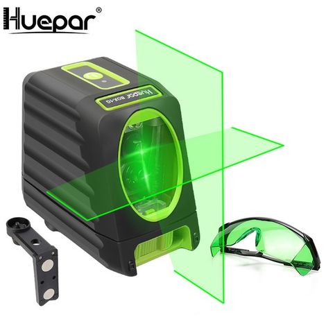 main image of "Huepar Línea láser de alineación autonivelante, nivel láser verde BOX-1G Nivel láser de línea cruzada para exteriores de 45m con una selección de haz láser vertical y horizontal de 150°"
