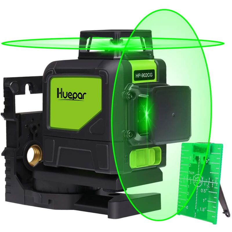 Image of Huepar - Livello laser rotante verde Cross Line Laser autolivellante 902CG