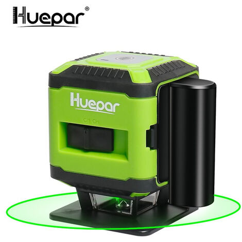 Huepar Niveau laser au sol Faisceau vert Installation niveau avec Mode de commutation de ligne pour Tile Nivellement carré de pose Laser en croix FL360G-L avec batterie li-ion