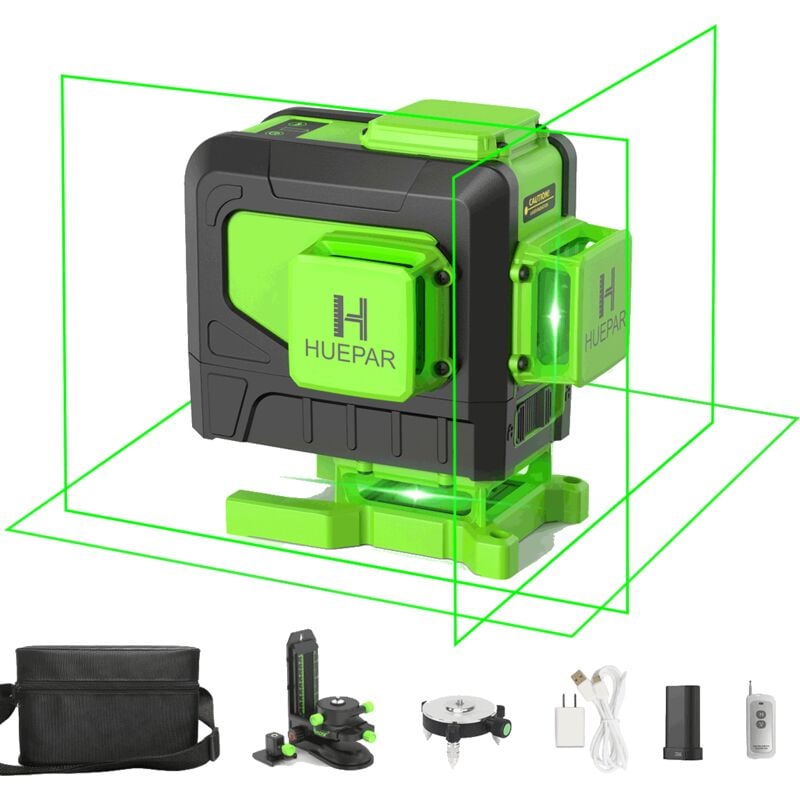 Niveau laser vert Auto-nivellement Pour le plancher de tuiles Multifonction Et Télécommande 903DG - Huepar