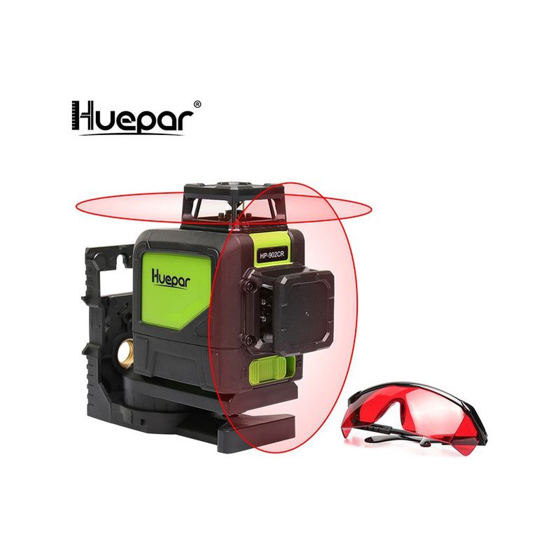 

Huepar Red Cross Line Nivel láser Autonivelante 8 líneas 360 Láseres horizontales verticales con modo de pulso para exteriores y gafas láser