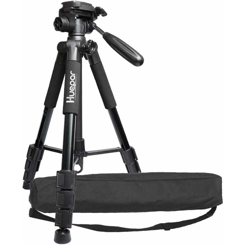 TPD14 143cm/56' Trépied Réglable Portable pour Niveau Laser, avec Tête Panoramique Flexible 3-voies et Niveau à bulle, Plateau à Dégagement Rapide