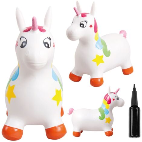 Hüpfhammel für Kinder mit Pumpe, Weißes Einhorn