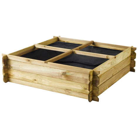 CERLAND Huerto Basil Geotextil 190L Forest 100x100x30cm con 4 separaciones