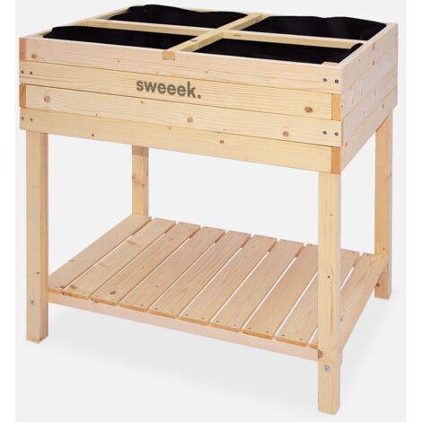 SWEEEK Huerto de madera cuadrado sobre patas, 80x60cm