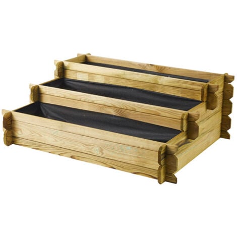 HUERTO ESCALERA MADERA GEOTEXTIL 100x80x36 CM
