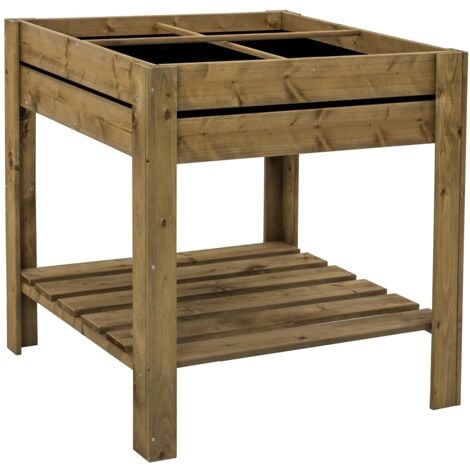 Huerto Urbano de Madera Tratada Gardiun Basic DIY 75x75x79 cm Capacidad de 98 Litros Sello FSC