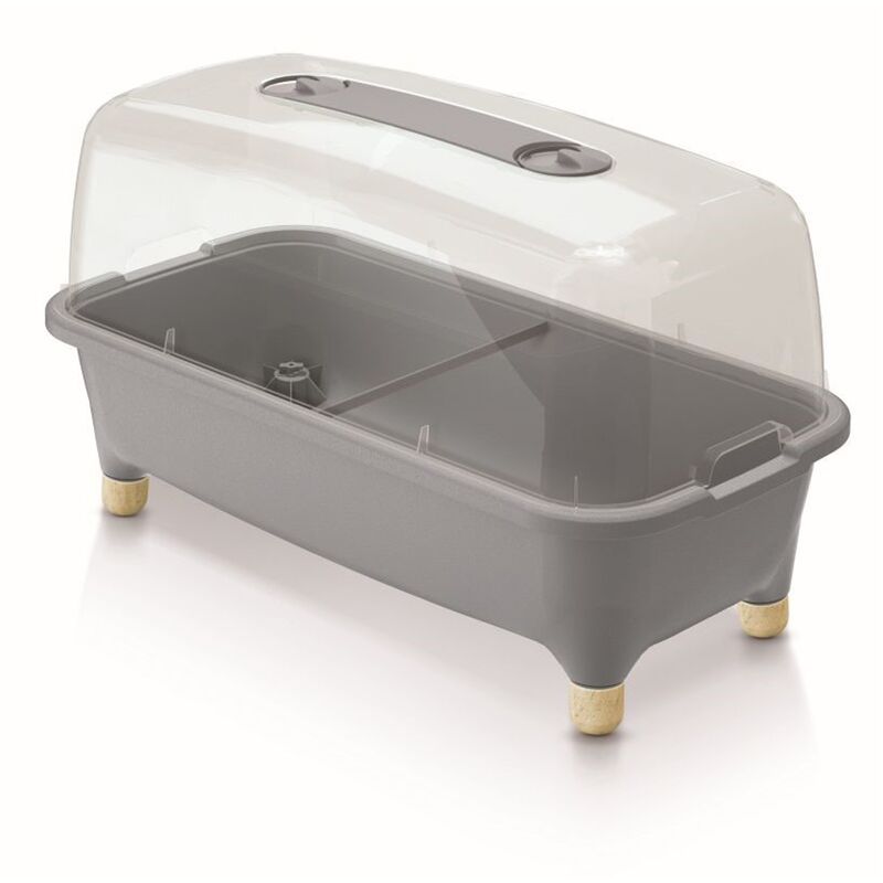 

Prosperplast - Huerto domestico/Jardinera baja, con tapa de policarbonato para proteger tus plantas L Respana Planter Wood Low Set de plástico en