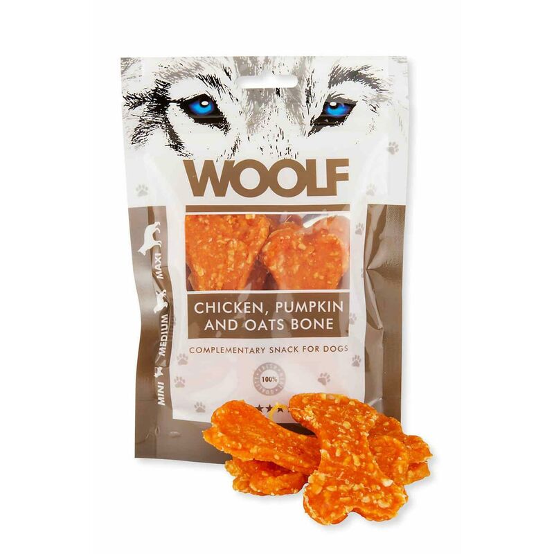 

Hueso grande de Pollo, Calabaza y Avena 100gr - Woolf