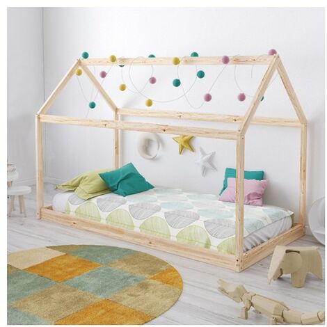 Hüttenbett PANDA 70x140 + 1 Bettkasten / Natur/ 145x77x124
