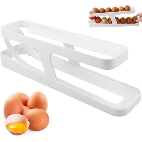 Huevera de plástico para refrigerador, con sistema de enrollado automático, para encimera, cocina, con capacidad para varios huevos, 1 unidad.