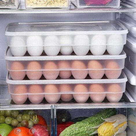 Huevera de plástico ZVD para cocina, grande, para guardar huevos en el refrigerador, con tapa para 34 huevos.