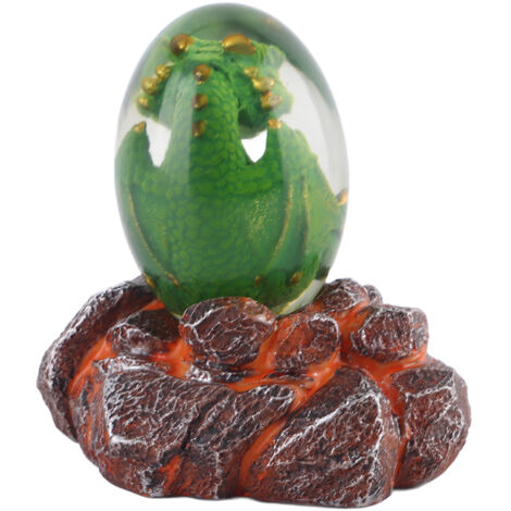 Huevo de dragón de lava, adorno de huevo de dragón hecho de resina de cristal con base, 10 x 10 x 8 cm, colección única de fantasía mitológica