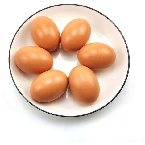 Huevos de gallina falsos BETTE Juego de 6 huevos falsos de madera para ayudar a las gallinas a poner huevos - Herramienta agrícola - Nido de aves de corral ficticio