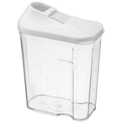 HUGO 750 ml (0,75 Liter) Futterspender, farblos, mit weißem Deckel