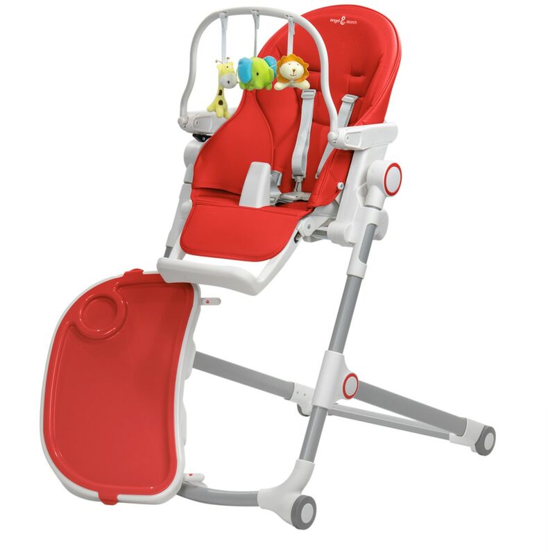 hugo chaise haute pliable et inclinable + arche de jeux rouge