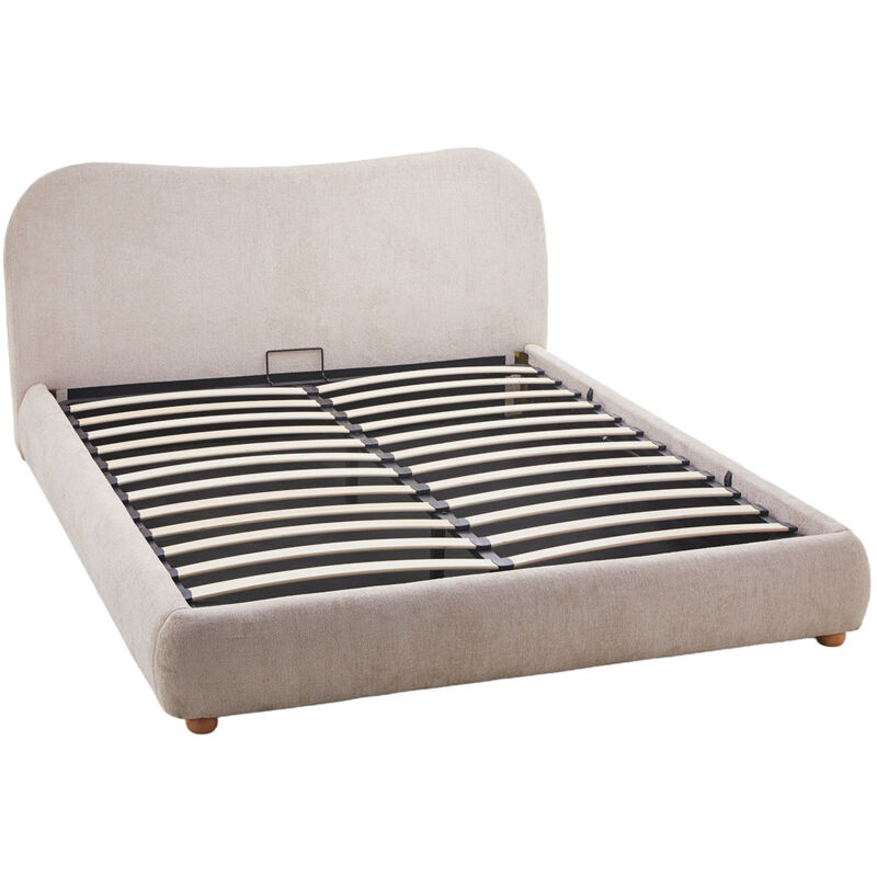 Bestmobilier - Hugo - lit coffre - 160x200 cm - en velours texturé - beige