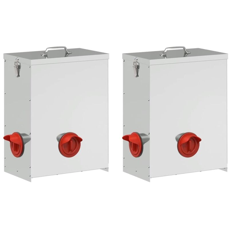 Hühnerfütterer 2 Pcs Silber 32, 5 X 20, 5 X 43 Cm Vidaxl