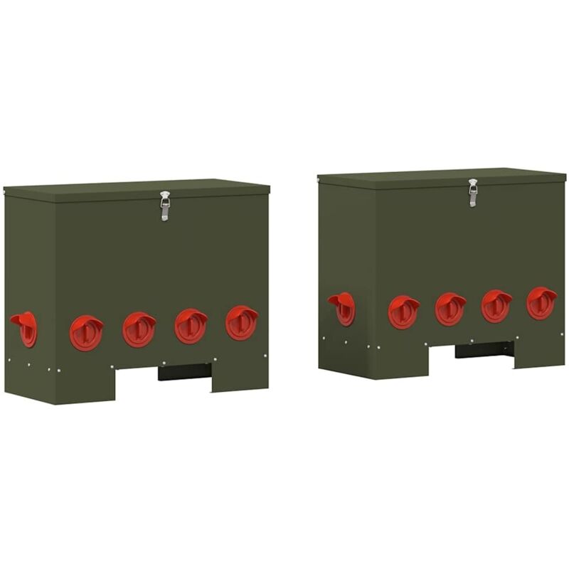 Hühnerfütterer 2 Pcs Olive Grün 60, 5 X 29 X 51 Cm Vidaxl