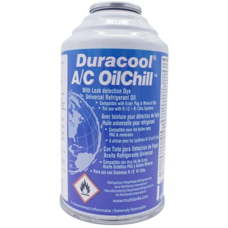 Huile A/C Duracool 113g – Compatible avec réfrigérants R-12, R-134a, R-22 – Colorant UV pour détection de fuites