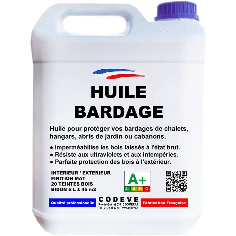 Codève Bois - Huile Bardage - 5 l - Codeve Bois - Incolore - Pour La Protection De Votre Bardage En Pin, Sapin, épicéa Ou Douglas.