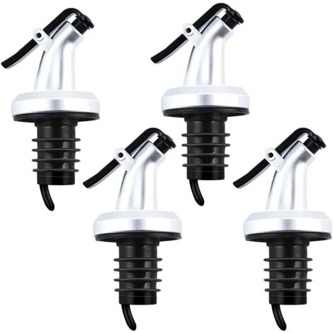 Huile Bec Verseur, Pulvérisateur à Huile, Verseur d'huile, d'olive Spout d'alcool, Bouchons et Becs Verseurs pour Vin, d'huile d'olive, Bouteille d'alcool, Vinaigre, Cuisine Outils (4 pièces)
