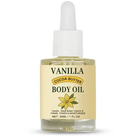 Huile Corporelle Hydratante à la Vanille et Cacao, Soin Nourrissant et Raffraîchissant pour Peau Sèche, Huile de Soin Parfumée (30ml)