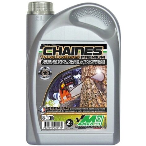 Huile de chaîne tronçonneuse 2 litres – Lubrifiant haute adhésivité pour protection guide et chaîne – Usage normal toutes saisons – Minerva