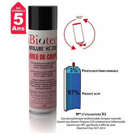 Huile de coupe pour tous métaux Neolube HC2000 IBIOTEC - Aérosol 400 ml