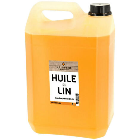 Huile de lin 5L – 100% naturelle – Protection bois des ruches – Sans solvants et sans odeurs – Propriétés antistatiques – Apiculture.Net