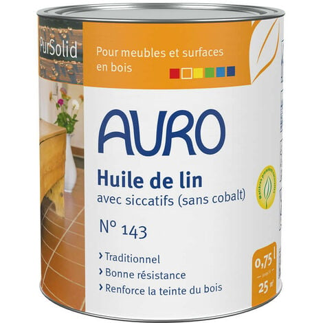 Huile de lin Auro n°143 0,75L pour meubles et surfaces en bois sans cobalt