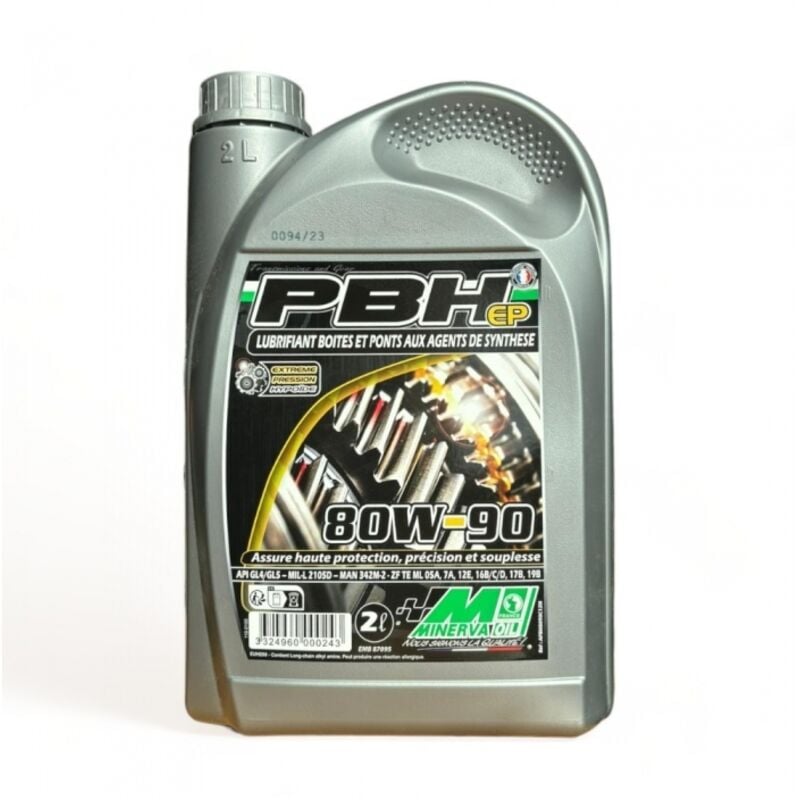Huile de transmission 80w-90 pour boites et ponts api GL4/GL5 - 2 Litres Minerva Oil