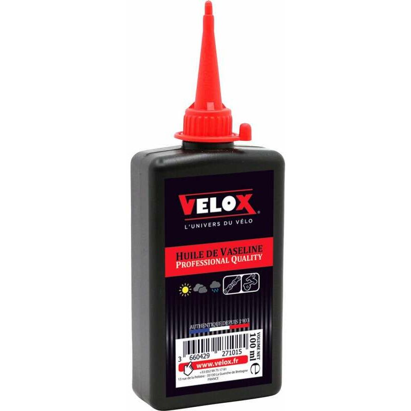 Huile de vaseline Velox incolore inodore pour chaine vélo cycle route vtt ville, 100ml