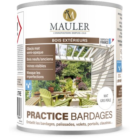 Huile double protection UV bois extérieur - 1L Mat Gris Perle - Phase aqueuse - Practice bardage Mauler