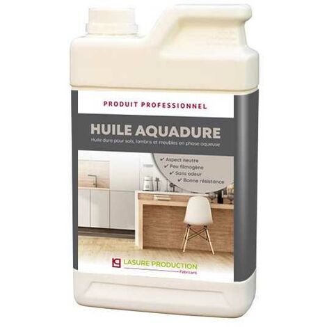 Huile dure à l'eau AQUADURE – Protection bois intérieur – Bidon 1 litre – Séchage rapide et sans odeur – Norme EN71-3 – Lasure Production