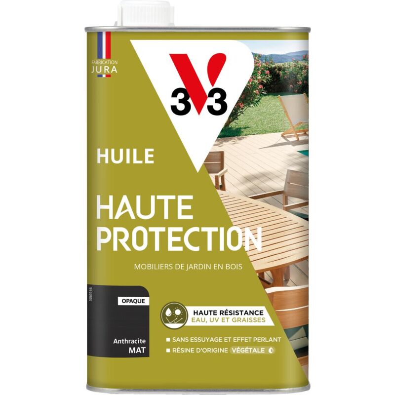 V33 - Huile Haute Protection Biosourcée anthracite Mat - 1L