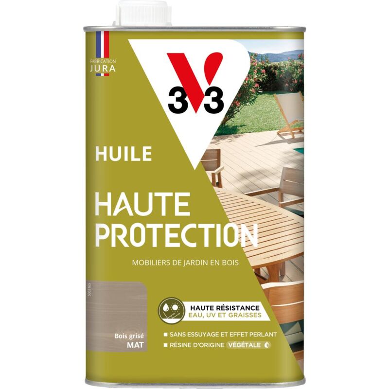 V33 - Huile Haute Protection Biosourcée bois grisé Mat - 1L