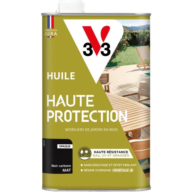 V33 - Huile Haute Protection Biosourcée noir carbone Mat - 1L