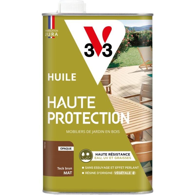 V33 - Huile Haute Protection Biosourcée teck brun Mat - 1L