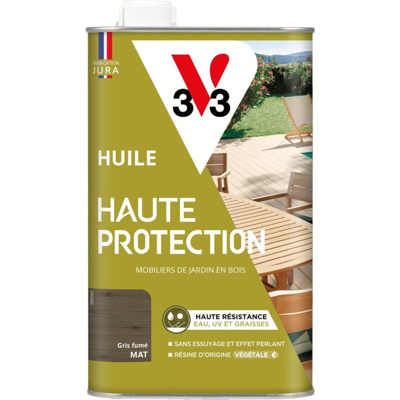 V33 - Huile Haute Protection Biosourcée gris fumé Mat - 1L