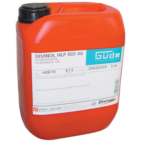 Huile hydraulique ISO HLP46 5 L – Pour machines hydrauliques – Fendeuses de bûches, tire-palettes, crics hydrauliques – Guede