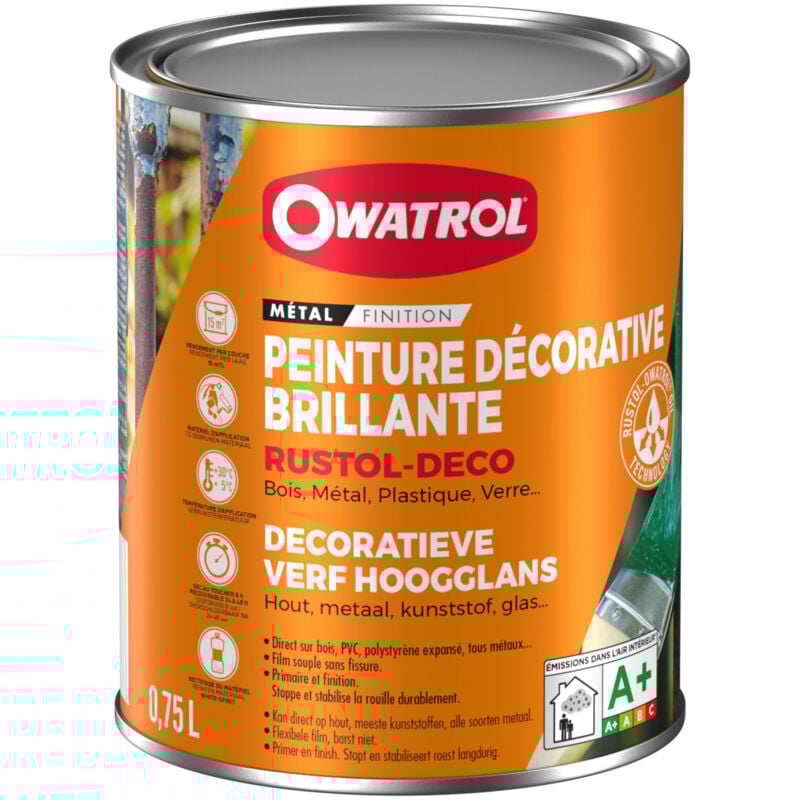 Owatrol - Peinture antirouille décorative rustol deco brillant Brun chocolat ral 8017 0.75 litre