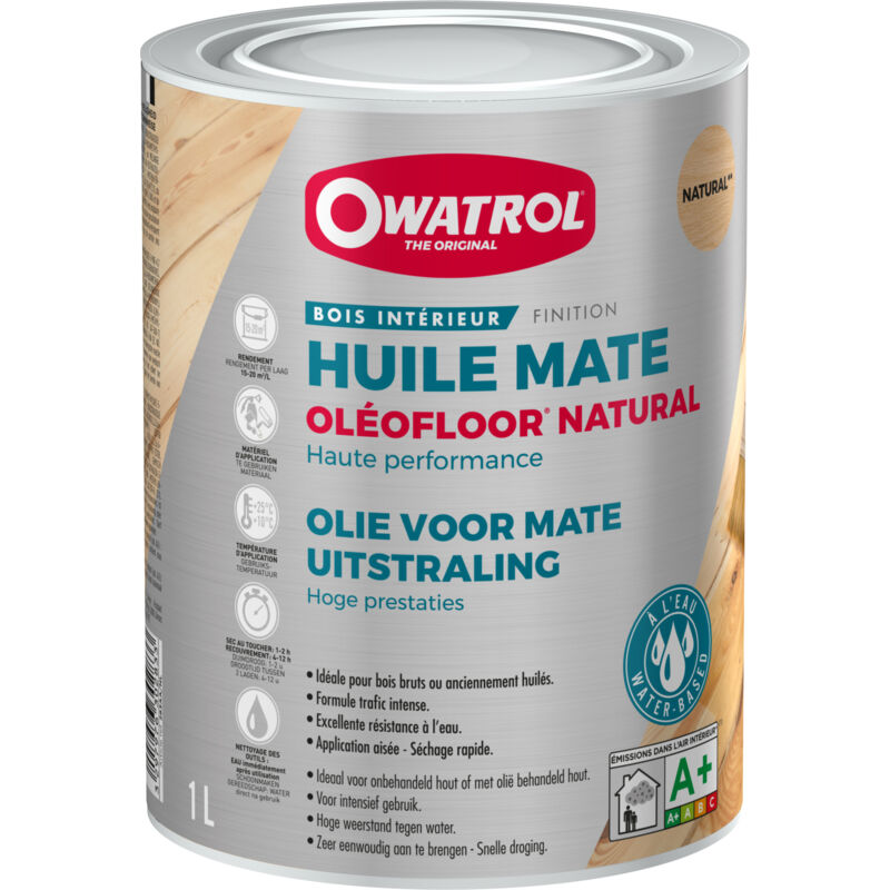 Huile de protection mate bois intérieur Owatrol OLEOFLOOR® NATURAL Blanc Antique (owp2) 15 litres
