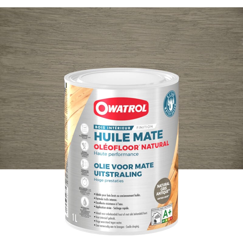 Huile de protection mate bois intérieur Owatrol oleofloor® natural Gris Antique (owp9) 1 litre
