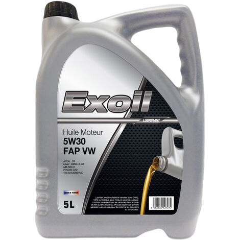 Huile moteur 5W30 C3 VW 5L Exoil – Lubrification optimale pour moteurs diesel et essence – Protection contre l'usure et la corrosion