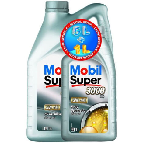 Huile moteur 5W40 Synthétique - MOBIL - Super 3000 - OFFRE SPECIALE : 5 L + 1L