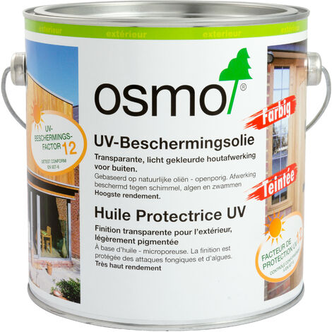 Huile pour bois teintée UV – 2,5 Litres – Protection durable pour surfaces verticales en bois – Application en 2 couches – Osmo